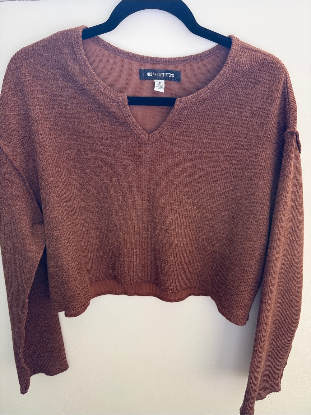 Urban Outfitters Cropped V-Neck Sweater — Rust
